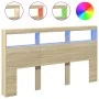 Cabecero de cama con LED roble Sonoma 180x17x102 cm de vidaXL, Cabeceros y pies de cama - Ref: Foro24-839212, Precio: 115,02 ...