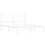 Metal bed frame with white headboard 150x200 cm by vidaXL, Beds and slatted bases - Ref: Foro24-376277, Price: 103,30 €, Disc...