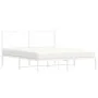 Bettgestell aus Metall mit weißem Kopfteil 150x200 cm von vidaXL, Betten und Lattenroste - Ref: Foro24-376277, Preis: 101,85 ...