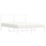 Bettgestell aus Metall mit weißem Kopfteil 150x200 cm von vidaXL, Betten und Lattenroste - Ref: Foro24-376277, Preis: 103,30 ...