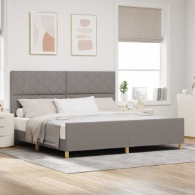 Estructura de cama con cabecera Taupé 200 x 200 cm tela