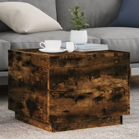 Coffee table with LED lights smoked oak 50x50x40 cm by vidaXL, Coffee table - Ref: Foro24-839872, Price: 46,36 €, Discount: %