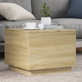 Mesa de centro con luces LED roble Sonoma 50x50x40 cm de vidaXL, Mesas de centro - Ref: Foro24-839870, Precio: 46,66 €, Descu...