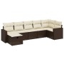 7-teiliges Gartensofa-Set mit braunen PE-Rattan-Kissen von vidaXL, Gartensets - Ref: Foro24-3263509, Preis: 464,86 €, Rabatt: %