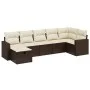 7-teiliges Gartensofa-Set mit braunen PE-Rattan-Kissen von vidaXL, Gartensets - Ref: Foro24-3263509, Preis: 457,51 €, Rabatt: %