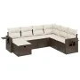 7-piece garden sofa set with brown PE rattan cushions by vidaXL, Garden sets - Ref: Foro24-3263839, Price: 462,67 €, Discount: %