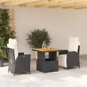 3-piece garden dining set with black synthetic rattan cushions by vidaXL, Garden sets - Ref: Foro24-3277435, Price: 365,15 €,...