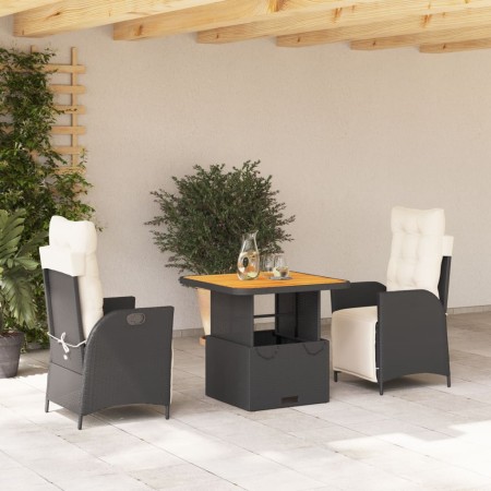 3-piece garden dining set with black synthetic rattan cushions by vidaXL, Garden sets - Ref: Foro24-3277435, Price: 324,86 €,...