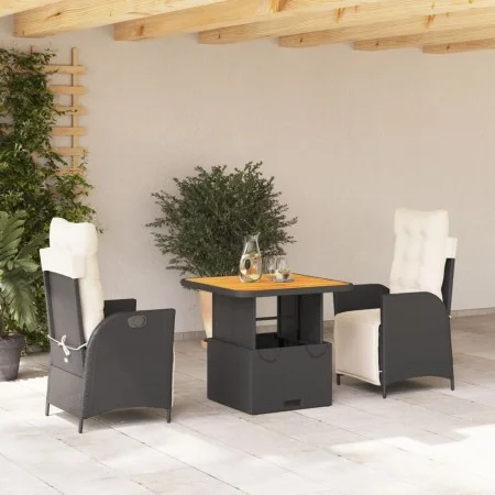 3-piece garden dining set with black synthetic rattan cushions by vidaXL, Garden sets - Ref: Foro24-3277435, Price: 357,77 €,...