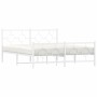 Metal bed frame with headboard and white footboard 160x200 cm by vidaXL, Beds and slatted bases - Ref: Foro24-376296, Price: ...