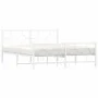Metal bed frame with headboard and white footboard 160x200 cm by vidaXL, Beds and slatted bases - Ref: Foro24-376296, Price: ...