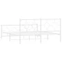 Metal bed frame with headboard and white footboard 160x200 cm by vidaXL, Beds and slatted bases - Ref: Foro24-376296, Price: ...