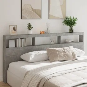 Concrete gray headboard with LED light 220x17x102 cm by vidaXL, Headboards and footboards - Ref: Foro24-839227, Price: 100,58...