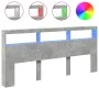 Betongraues Kopfteil mit LED-Licht 220x17x102 cm von vidaXL, Kopf- und Fußteile - Ref: Foro24-839227, Preis: 100,55 €, Rabatt: %