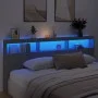 Concrete gray headboard with LED light 220x17x102 cm by vidaXL, Headboards and footboards - Ref: Foro24-839227, Price: 100,58...