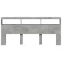 Concrete gray headboard with LED light 220x17x102 cm by vidaXL, Headboards and footboards - Ref: Foro24-839227, Price: 100,58...