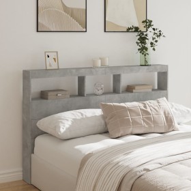 Bettkopfteil in Betongrau mit LED-Licht, 160 x 17 x 102 cm von vidaXL, Kopf- und Fußteile - Ref: Foro24-839206, Preis: 92,49 ...