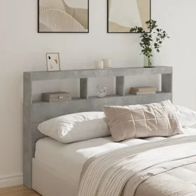 Concrete gray bed headboard with LED light 160x17x102 cm by vidaXL, Headboards and footboards - Ref: Foro24-839206, Price: 91...