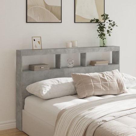 Bettkopfteil in Betongrau mit LED-Licht, 160 x 17 x 102 cm von vidaXL, Kopf- und Fußteile - Ref: Foro24-839206, Preis: 92,49 ...