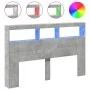 Concrete gray bed headboard with LED light 160x17x102 cm by vidaXL, Headboards and footboards - Ref: Foro24-839206, Price: 91...