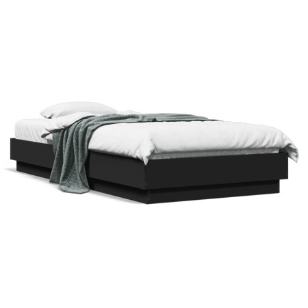 Estructura de cama madera de ingeniería negra 75x190 cm de vidaXL, Camas y somieres - Ref: Foro24-839638, Precio: 83,15 €, De...