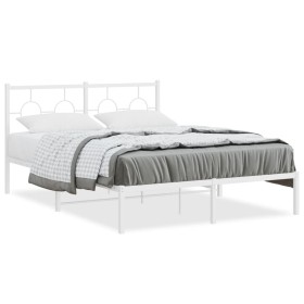 Metallbettgestell mit weißem Kopfteil 140x190 cm von vidaXL, Betten und Lattenroste - Ref: Foro24-376275, Preis: 99,35 €, Rab...
