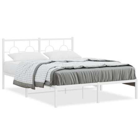 Metallbettgestell mit weißem Kopfteil 140x190 cm von vidaXL, Betten und Lattenroste - Ref: Foro24-376275, Preis: 99,35 €, Rab...