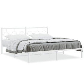 Estructura de cama de metal con cabecero blanco 183x213 cm