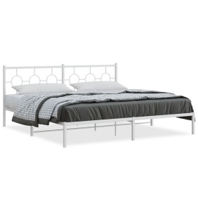 Bettgestell aus weißem Metall mit Kopfteil 200x200 cm von vidaXL, Betten und Lattenroste - Ref: Foro24-376282, Preis: 114,78 ...
