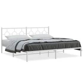 White metal bed frame with headboard 200x200 cm by vidaXL, Beds and slatted bases - Ref: Foro24-376282, Price: 113,18 €, Disc...