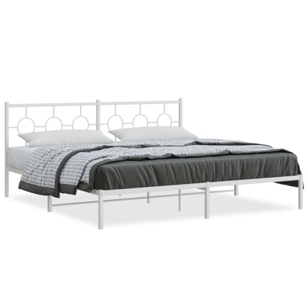 White metal bed frame with headboard 200x200 cm by vidaXL, Beds and slatted bases - Ref: Foro24-376282, Price: 114,68 €, Disc...