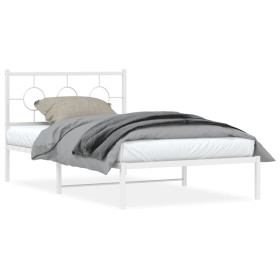 Estructura cama metal con cabecero y pie cama blanca 107x203 cm