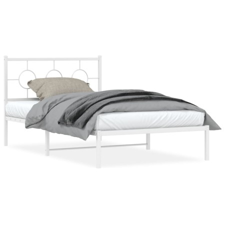 Metallbettgestell mit Kopf- und Fußteil weiß 107x203 cm von vidaXL, Betten und Lattenroste - Ref: Foro24-376289, Preis: 81,47...