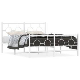 Estructura cama metal con cabecero y estribo blanco 140x200 cm