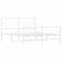 Metal bed frame with headboard and white footboard 140x200 cm by vidaXL, Beds and slatted bases - Ref: Foro24-376294, Price: ...