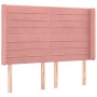 Cabecero con orejas de terciopelo rosa 147x16x118/128 cm