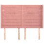 Cabecero con orejas de terciopelo rosa 147x16x118/128 cm