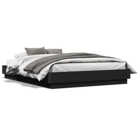 Black engineered wood bed frame 120x190 cm by vidaXL, Beds and slatted bases - Ref: Foro24-3209885, Price: 120,94 €, Discount: %