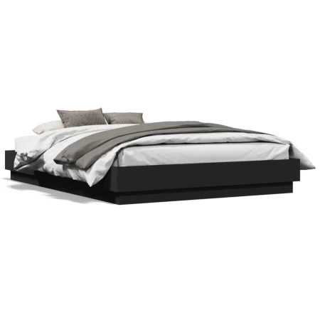 Black engineered wood bed frame 120x190 cm by vidaXL, Beds and slatted bases - Ref: Foro24-3209885, Price: 120,94 €, Discount: %