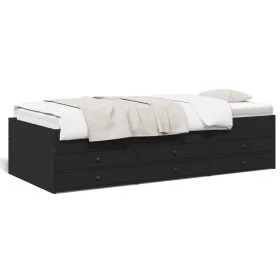 Lounger with black engineered wood drawers 90x200 cm by vidaXL, Beds and slatted bases - Ref: Foro24-3280875, Price: 182,41 €...