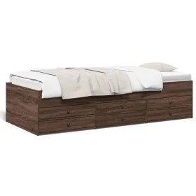 Lounger with brown oak engineered wood drawers 90x200 cm by vidaXL, Beds and slatted bases - Ref: Foro24-3280880, Price: 211,...