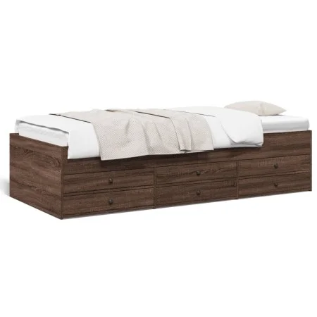 Tumbona con cajones madera ingeniería roble marrón 90x200 cm de vidaXL, Camas y somieres - Ref: Foro24-3280880, Precio: 211,1...