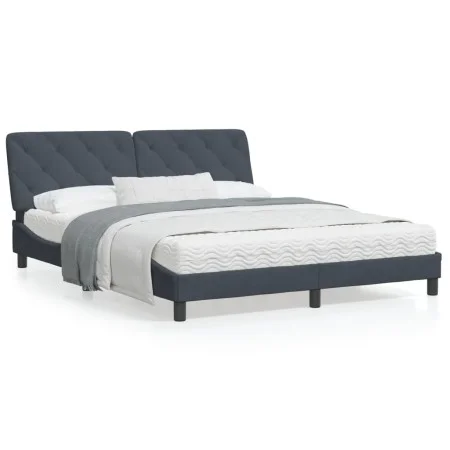 Dark gray velvet bed frame with headboard 160x200 cm by vidaXL, Beds and slatted bases - Ref: Foro24-3207930, Price: 248,86 €...
