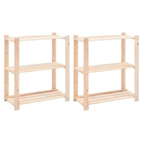 3-tier shelving 2 units solid pine wood 150 kg by vidaXL, Industrial shelving - Ref: Foro24-3051117, Price: 91,65 €, Discount: %