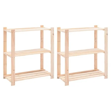 3-tier shelving 2 units solid pine wood 150 kg by vidaXL, Industrial shelving - Ref: Foro24-3051117, Price: 91,20 €, Discount: %