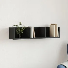 Mueble de pared de madera de ingenieria negro 75x18x16,5 cm de vidaXL, Estantes y estanterías - Ref: Foro24-840431, Precio: 2...
