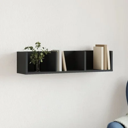 Mueble de pared de madera de ingenieria negro 75x18x16,5 cm de vidaXL, Estantes y estanterías - Ref: Foro24-840431, Precio: 2...