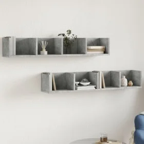 Muebles de pared 2 unidades gris hormigón 99x18x16,5 cm de vidaXL, Estantes y estanterías - Ref: Foro24-840450, Precio: 36,75...