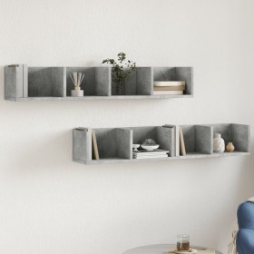 Muebles de pared 2 unidades gris hormigón 99x18x16,5 cm