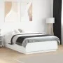 White engineered wood bed frame with LED 135x190 cm by vidaXL, Beds and slatted bases - Ref: Foro24-3209646, Price: 168,77 €,...